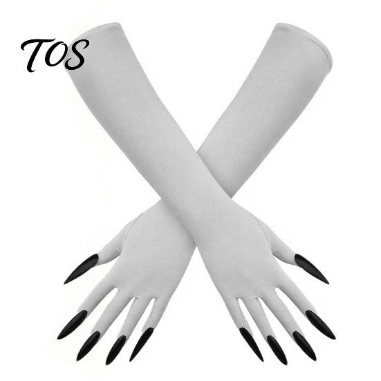 Scary Cosplay Handwear 1 Pair Halloween Ghost Claw Gloves, Long Fingernail Witch Costume Dark Party Performance Prop Accessory, for Adults, Durable