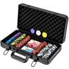 Poker Set 14g Number Plastic Playing Casino Black Aluminum (300 Cards, Chips, Stickers, Cards, Set, Case)