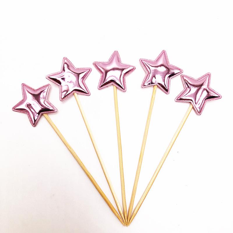 Large Glittery Leather Birthday Cake Topper Set: Heart, Star, Five-Pointed Star, and Crown