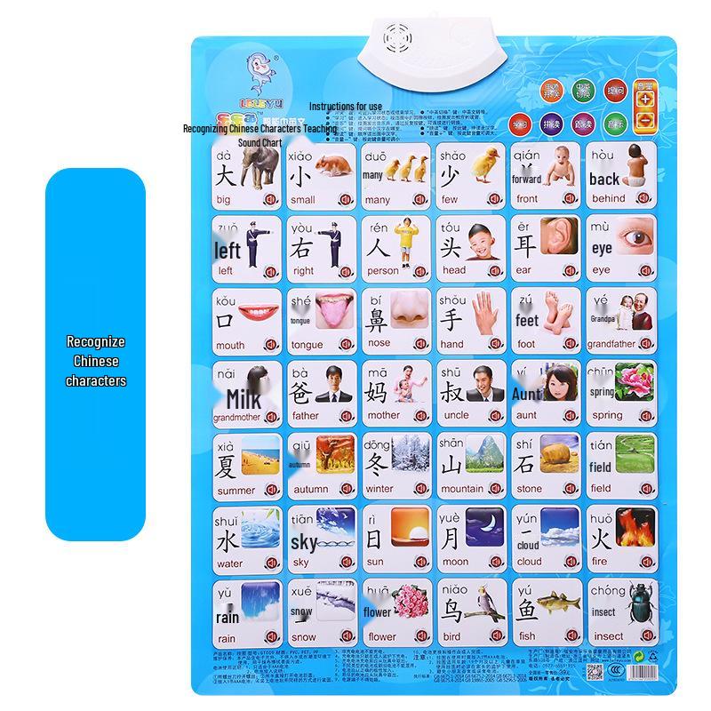 Leleyu Embossed Sound Wall Chart: Early Education Toy for Kids (Pinyin & Numbers Learning)