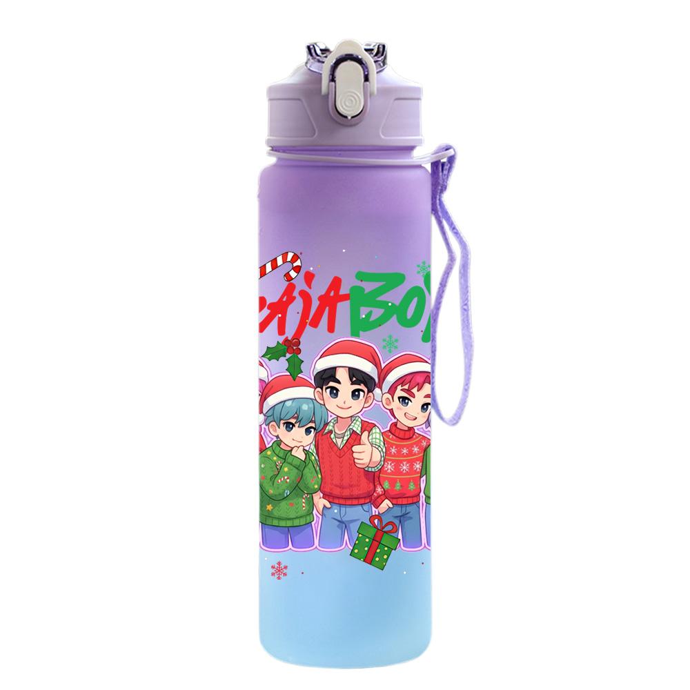 750Ml Water Bottle Christmas K-Pop Demon Hunters Printed Large Capacity Drinking Cup Portable Outdoor Sports Water Cup Children Kid Gift