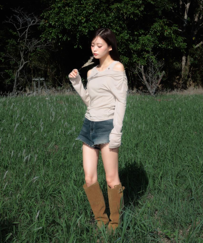 ROSEFRANTZ Layered Shirring Long Sleeve [Beige]