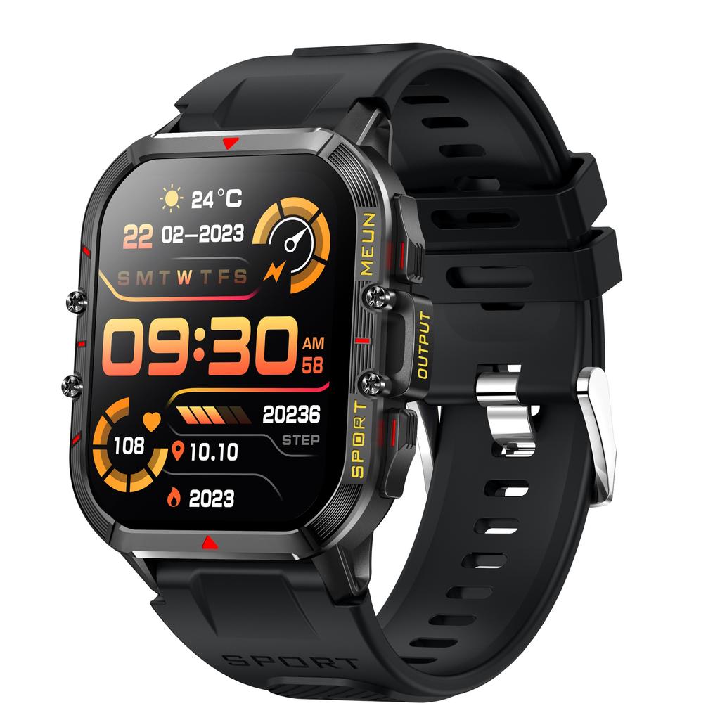 Rainbuvvy T21 Outdoor Smartwatch Dual-mode 1.96inch HD 240x282 BT5.2 Bluetooth Call 280mAh IP67 Waterproof Android Rugged Smart Bracelet