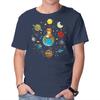 Unisex Crew Neck T-Shirt Fox Solar System Graphic Short Sleeve Casual Tee