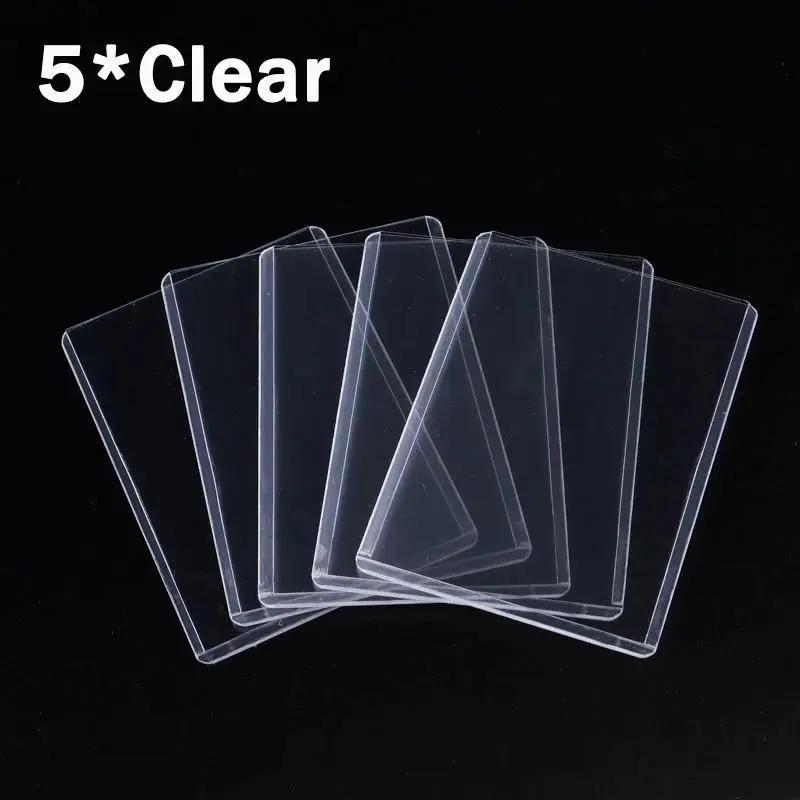 5Pcs Hard Plastic Trading Card Sleeves, Waterproof Sports Card Protectors,Standard Size Game Card Album Pages, Collectible Photo