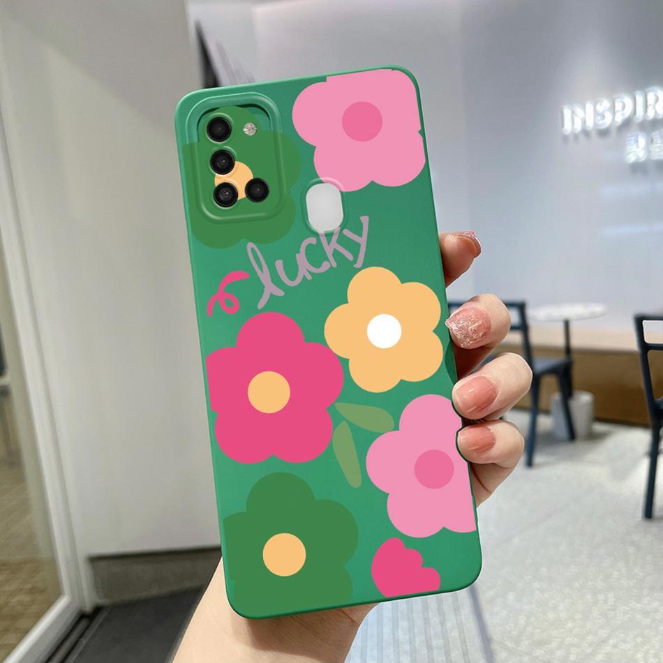 For Samsung Galaxy A21s Case Purple Lavender Flower Camera Protector Soft Phone Cover For Samsung A21s 6.5" SM-A217F A 21 s Case