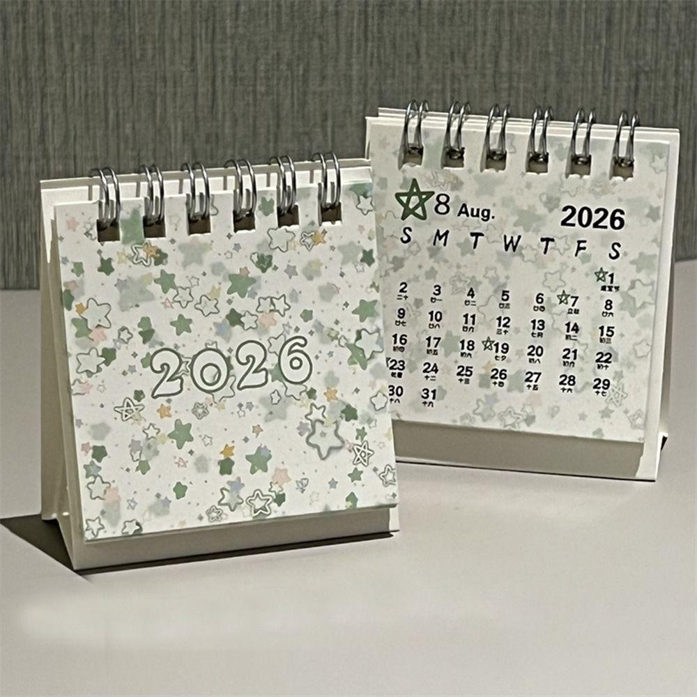 Mini 2026 Desk Calendar Stars Standing Calendar Cute Daily Planner  Office School Supplies