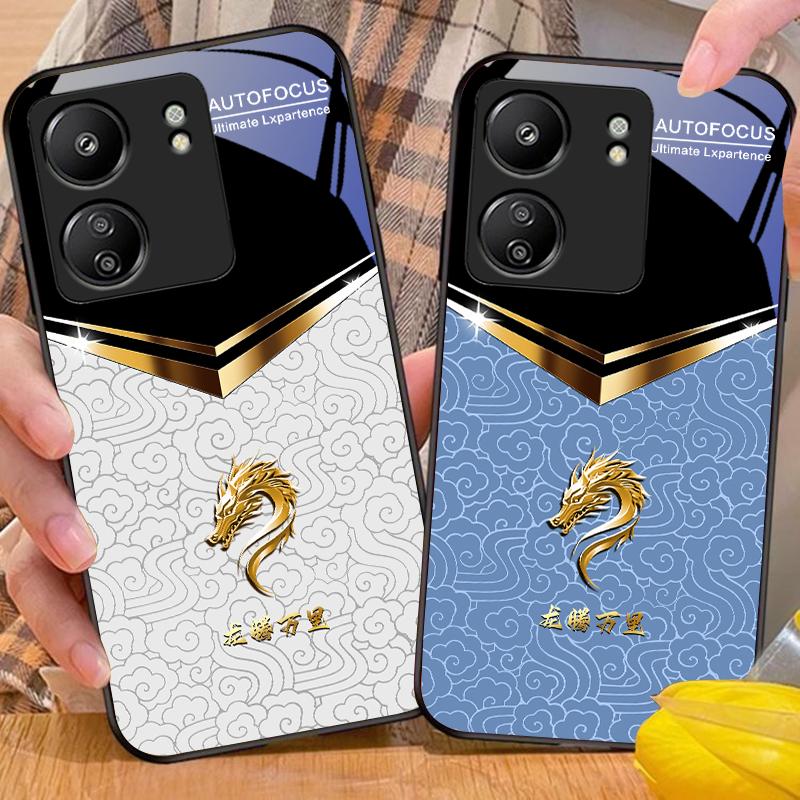 Kształt litery V Kran Do Xiaomi Redmi 13C Note13 12 Pro Plus 5G Note 9 13T Pro POCO X6 F5 F6 Czarne Hartowane Szkło Etui na Telefon