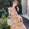 Retro-Ölgemälde Blumenkleid Damen Sommer Neu Locker und Dünn Schön Japanischer Meeresurlaub Temperament Rock