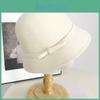 Vintage Butterfly Bow Plush Fedora Hat For Women Autumn Winter Elegant White