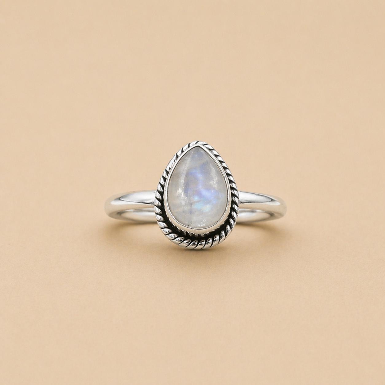 

Rainbow Moonstone Pear Ring, 925 Sterling Silver Boho Statement Ring, Teardrop Gemstone Ring, Minimalist Handmade Jewelry 12 срібний