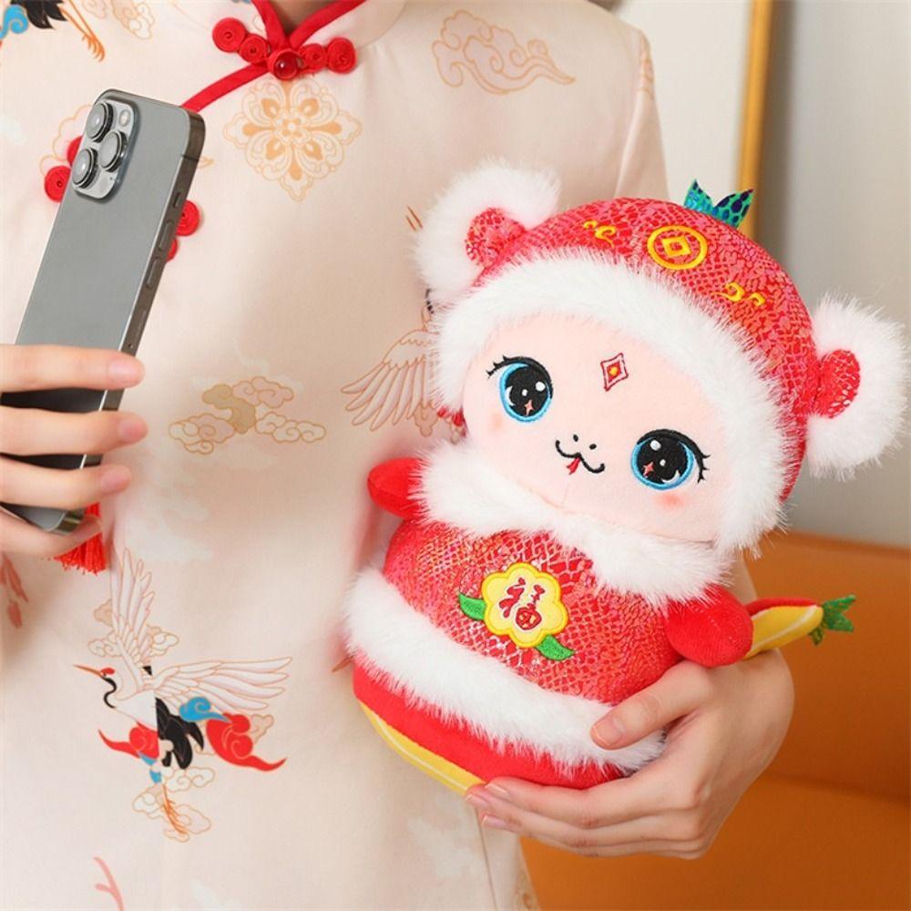 Red/Yellow New Year Snake Doll Chinese Style Cartoon Animal Pendant Snake Year Plush Toys  Kids