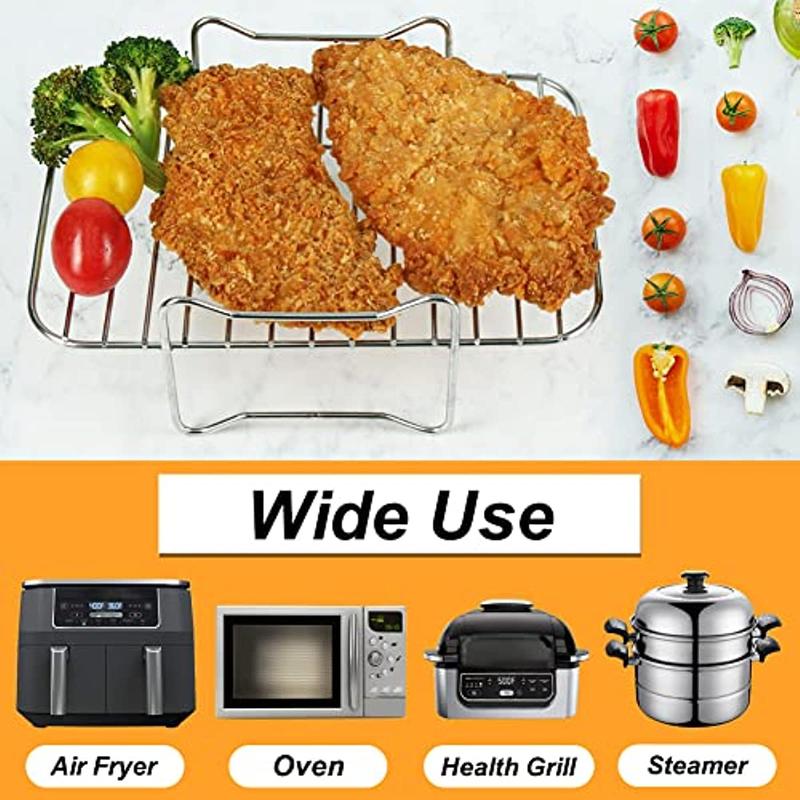 2PCS Air Fryer Stainless Steel Rack Tray Steaming Racks Air Fryer Tools Baking Pan BBQ Gril Baking Accessories Cooking Tools New