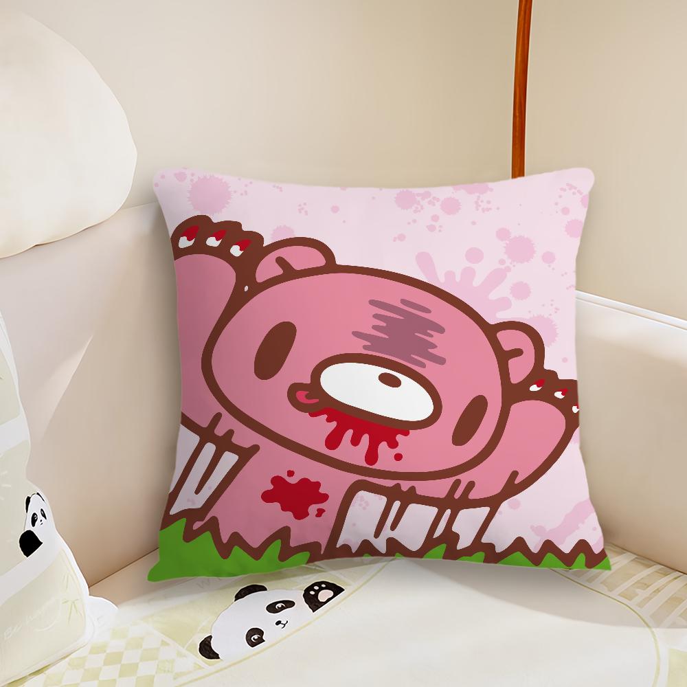 GGloomys Bear Cartoon Cushion Cover Pillow Case Plush Fabric Soft Double Sided Print Sofa Cushion Cover Throw Pillow Covers
