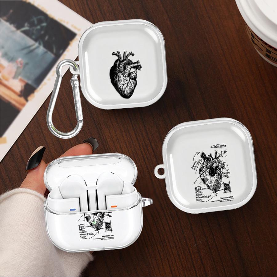 Clear Earphone Cases Cover With Hook Case For Samsung Galaxy Buds 4 Pro 2 4Pro Live 3Pro 3 FE 2Pro Creative Cardiovascular Model