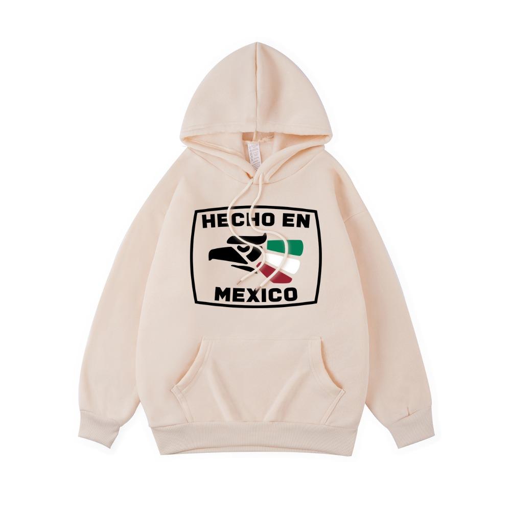 Hecho En Mexico Printing Hoodies Womens Comfortable Soft Hooded Street Loose Sweatshirt Winter Womans Sportswear