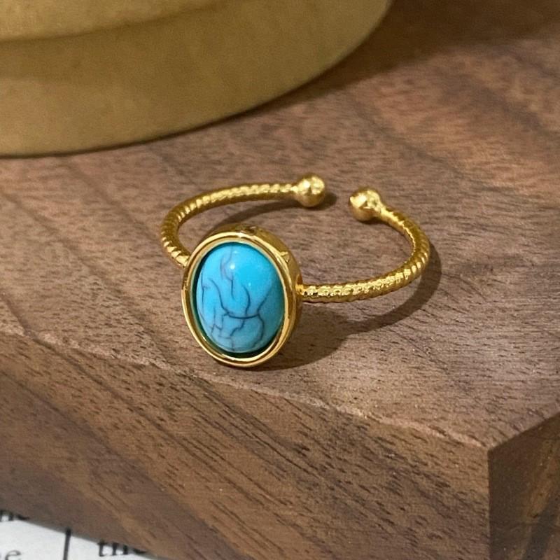 Women s Exquisite French Tiger s Eye Turquoise Open Ring