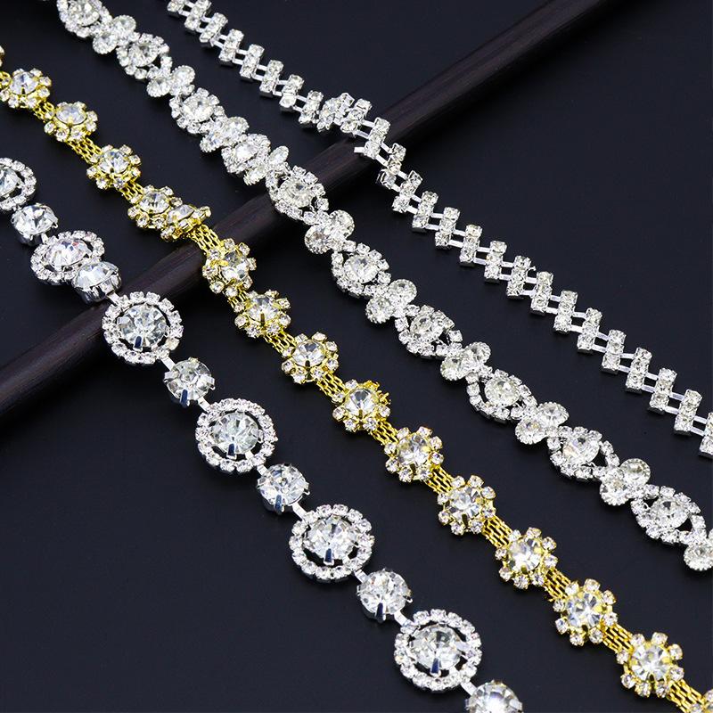 10Yards Rhinestone Chain Diamond Trim Fringe Crystal Bag Hat Accessories DIY Wedding Decoration Gift Irregular Rhinestone Ribbon