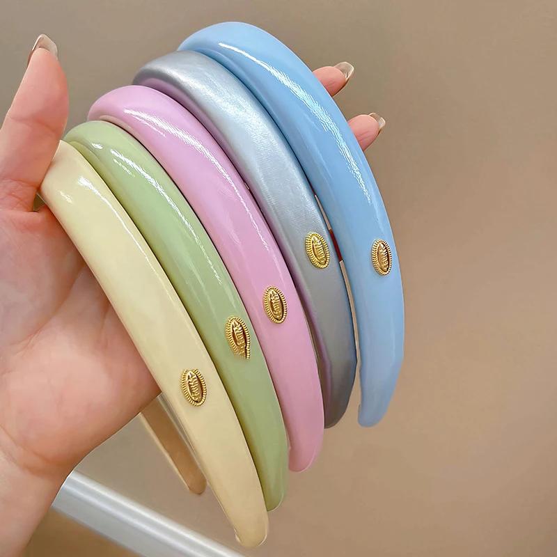 Einfaches einfarbiges PU-Leder-Stirnband für Damen, elegantes Ausgehen, Gesichtswasch-Stirnband, Mode-Mädchen-Haarschmuck, Haargummi