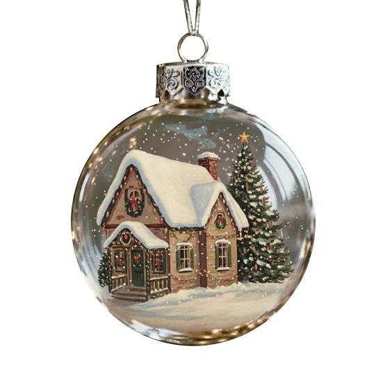 Christmas Ball Ornaments Snow House/Tree/Santa Clear Xmas Ball Hanging Decoration for Holiday Winter Tree Decor