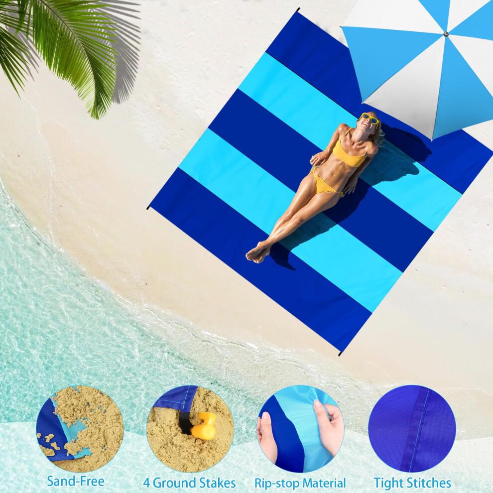 Beach Blanket 78''X81'' 4-7 Adults Oversized Lightweight Waterproof Sandproof Blanket for Beach Large Picnic Mat Travel Camping