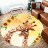1pc Giraffe Sunflower Round Chair mat office Area Rug - Non-Slip, Floor Mat for Office, Bedroom, and Indoor Decor p127284