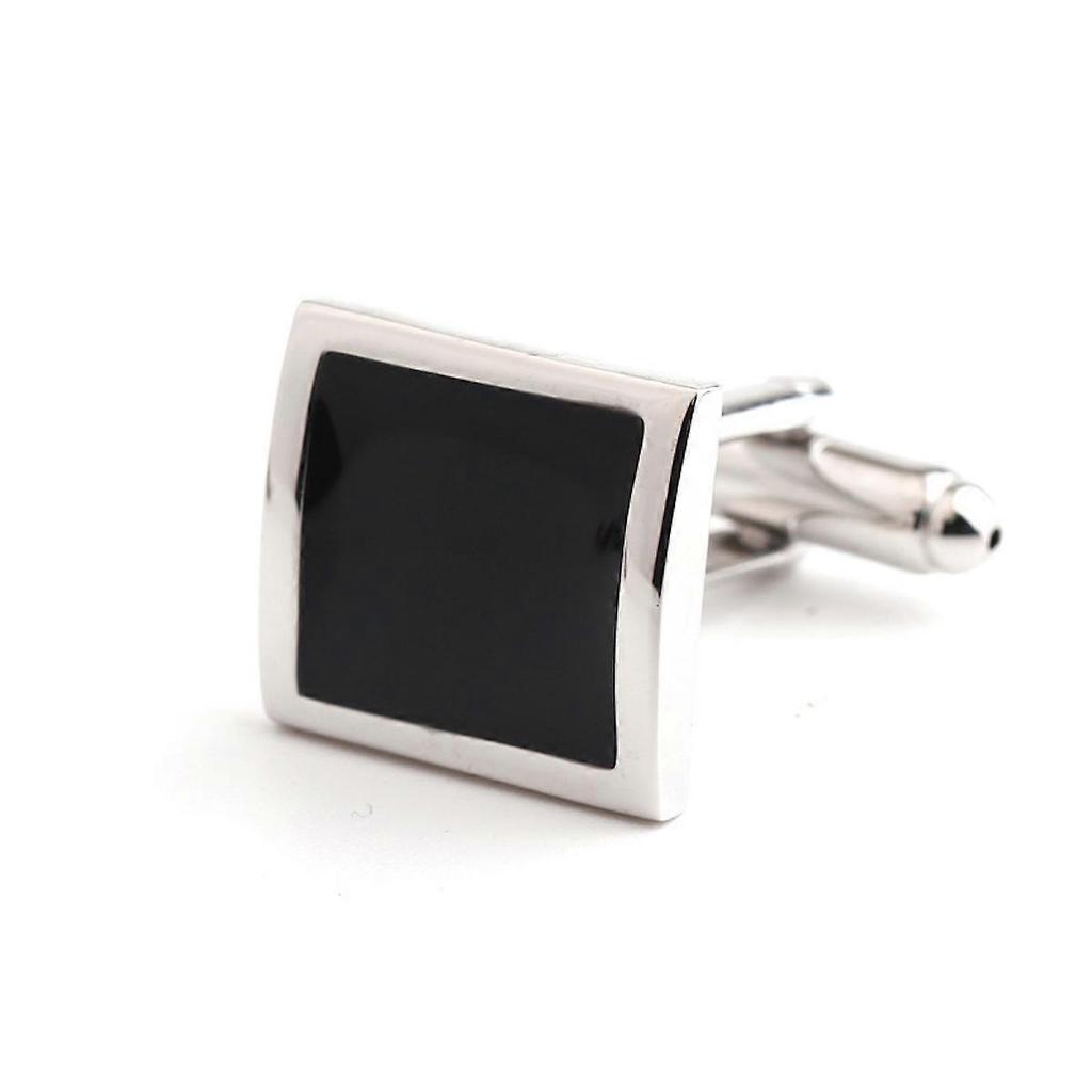 1 Pair Man's Shirt Studs Black Paint Squared Cufflinks for Business Wedding Party