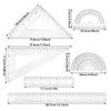 6Pcs Student Geometry Tool Multifunctional Geometry Math Set with Straight Ruler Protractor Set Square For School Office