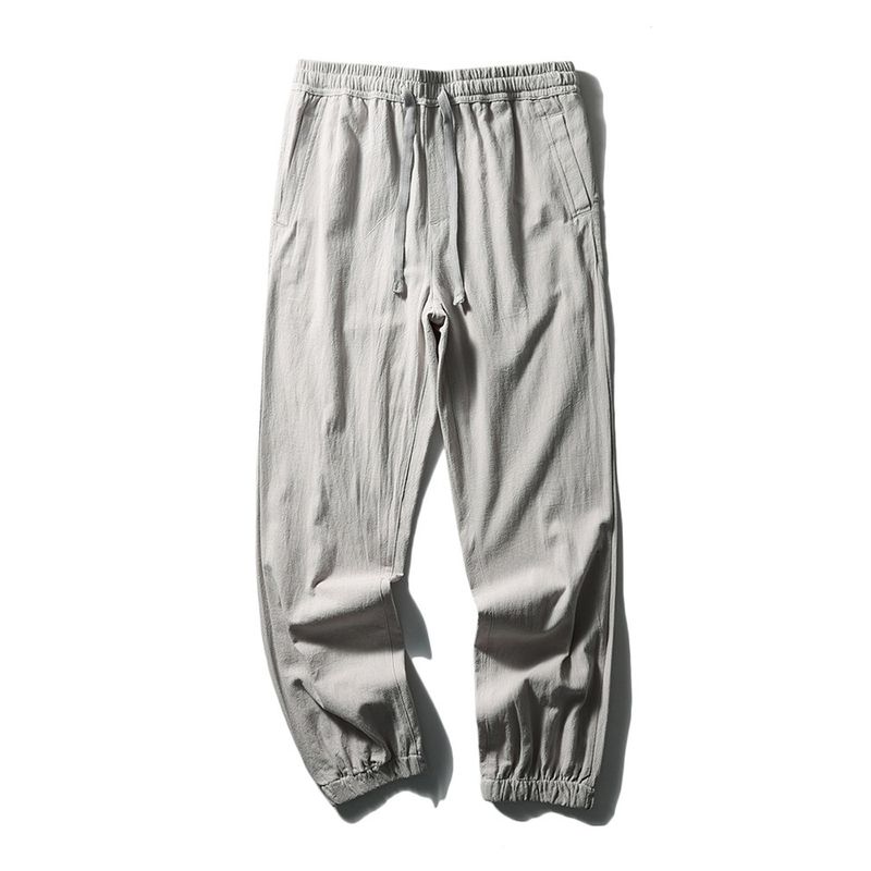 Men's Linen Pants Summer New Thin Cotton-Linen Trousers Export Original Men's Long Pants Casual Pants with Cuffs Men's Pants