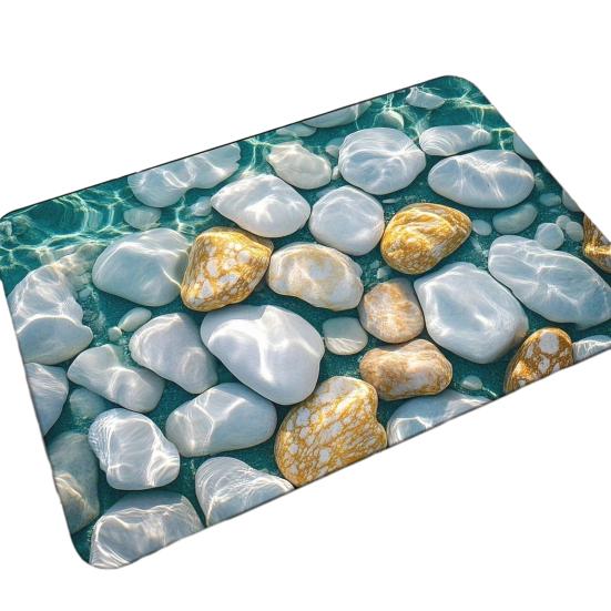 Golvmatta Halkfri Badrumsmatta med Grov Yta Gummiprickar på Baksidan Mjuk Beröring Diatomitlera Snabbtorkande Dräneringshål Badrumsmatta