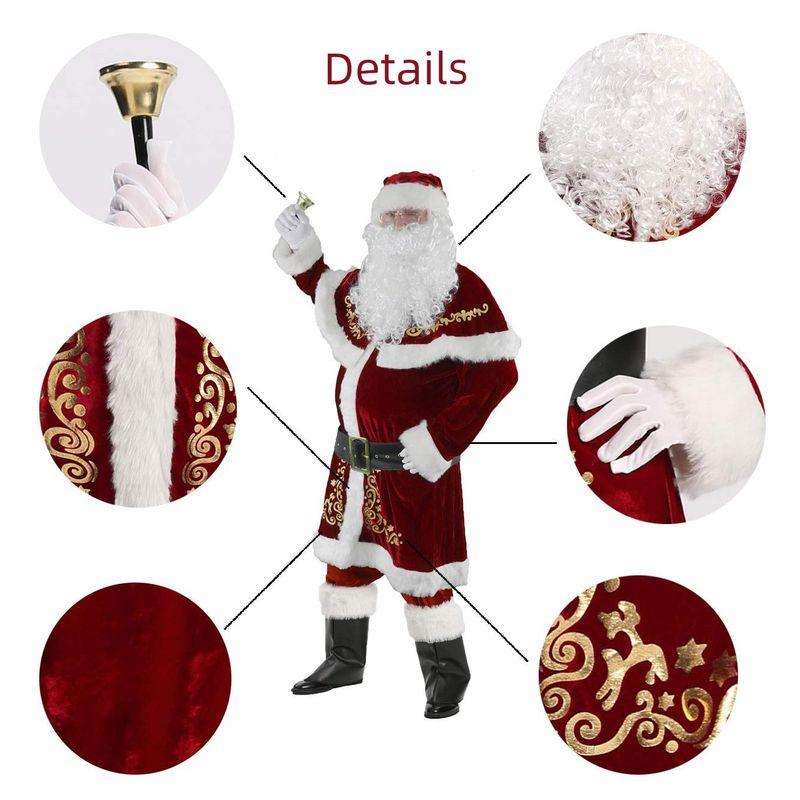 Adult Christmas Costume Golden Flower Men's Christmas Outfit Christmas Cosplay Costume Santa Claus Performance Outfit