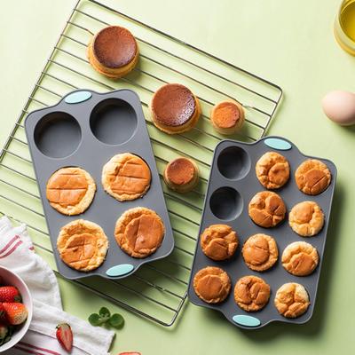Silicone Cake Mold 6/12-Cavity Mini Fluted Tube Pan BPA-Free Non-Stick Small Cake Baking Mold Food Grade Silicone Mold Gifts for Bakers Mother's Day