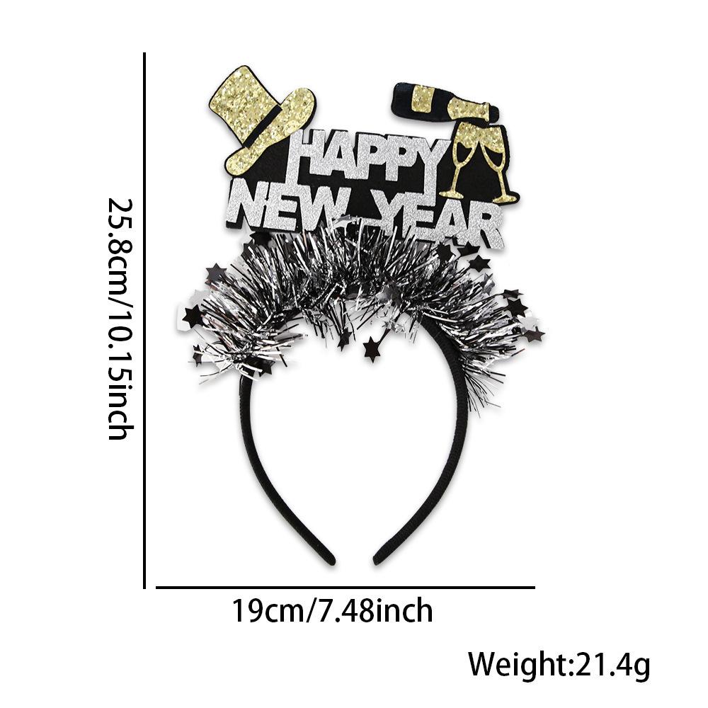 Black Gold Hair Band Decorative 2026 Celebration Headband New Year'S Eve Headband Comfortable Holidays Hair Accessory For New
