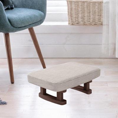 Reposapiés Otomano Compacto con Base de Madera para Sala de Estar