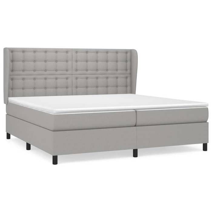 Maison Exclusive - Yatak Çıtası Bazalı Yatak Açık Gri 200x200cm Kumaş