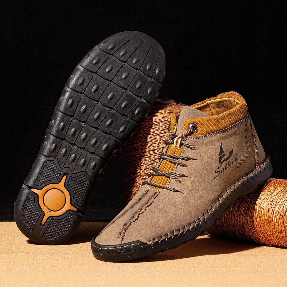 Herren Winter Mid-Top Martin Stiefel - Handgefertigt Lässig Schnürschuh Outdoor Trendy Übergröße