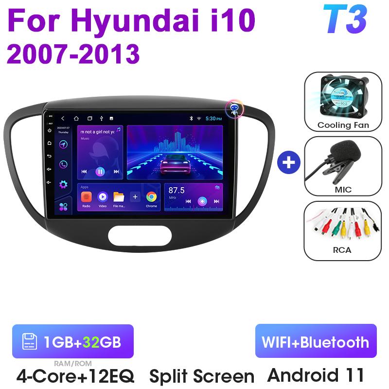 2 Din Android 12 Car Radio For Hyundai I10 2007 - 2013 Multimedia Video Player GPS 4G Carplay Auto Stereo DVD QLED IPS Head Unit