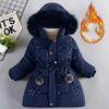 Girls Winter Clothes Plus Velvet Thickened Coat Stylish Middle and Large Children's Medium and Long Little Girl Cotton Jacket Fashionable