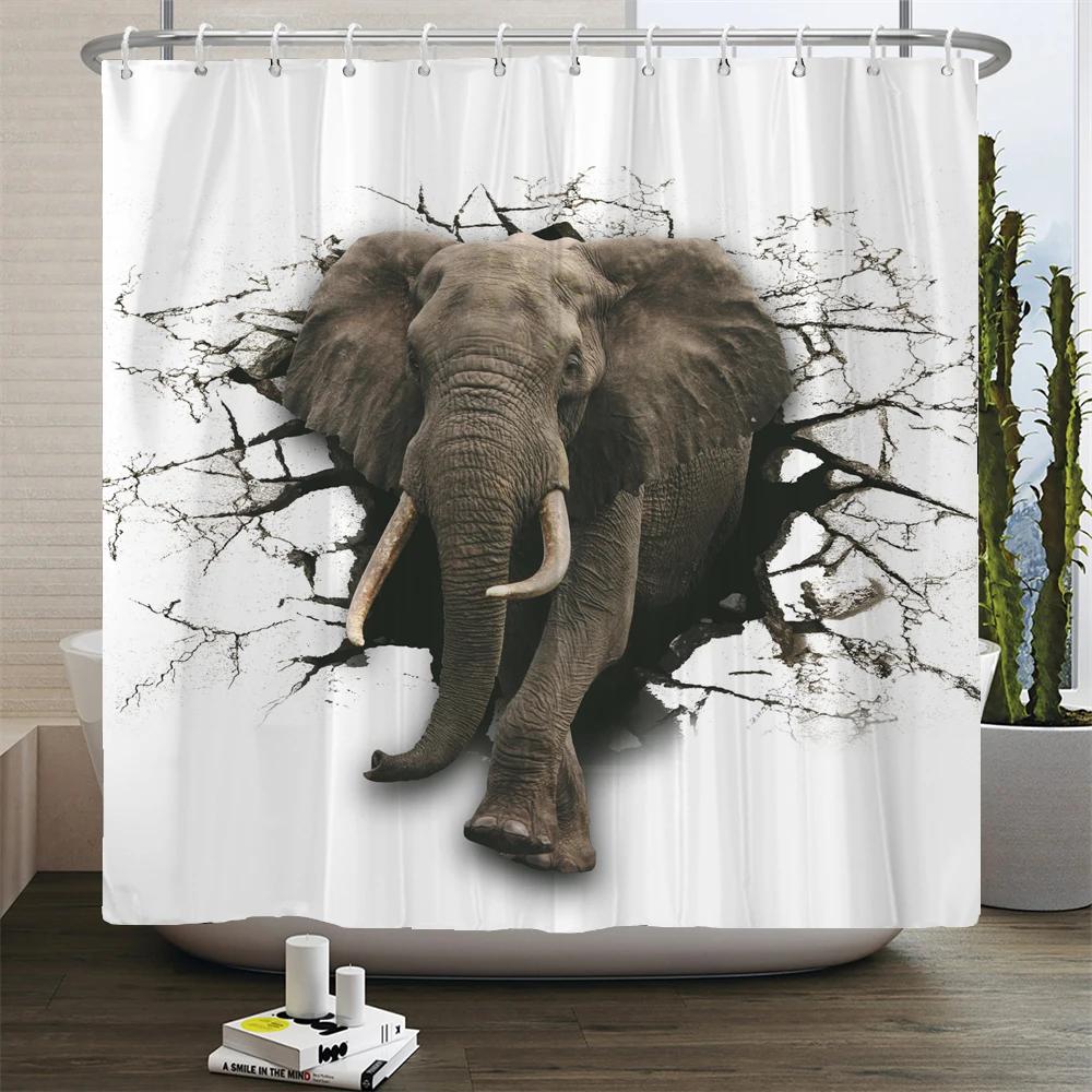 

Высококачественные тканевые шторки для душа с леопардовым принтом, экран для ванны с изображением животного пантеры, водонепроницаемые изделия, декор для ванной комнаты с 12 крючками W90xH180cm