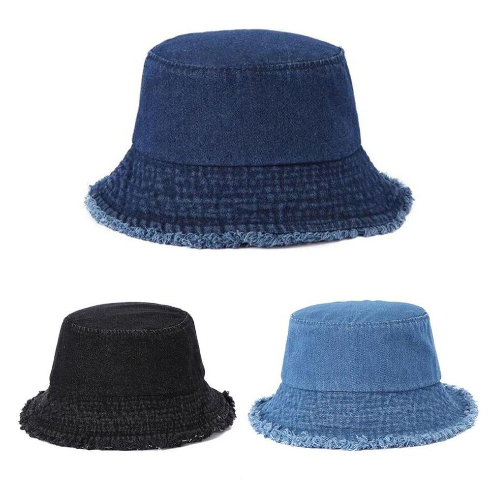 Denim Bucket Hat Cotton Reversible Fisherman Hat Fashion Fishing Sun Hat