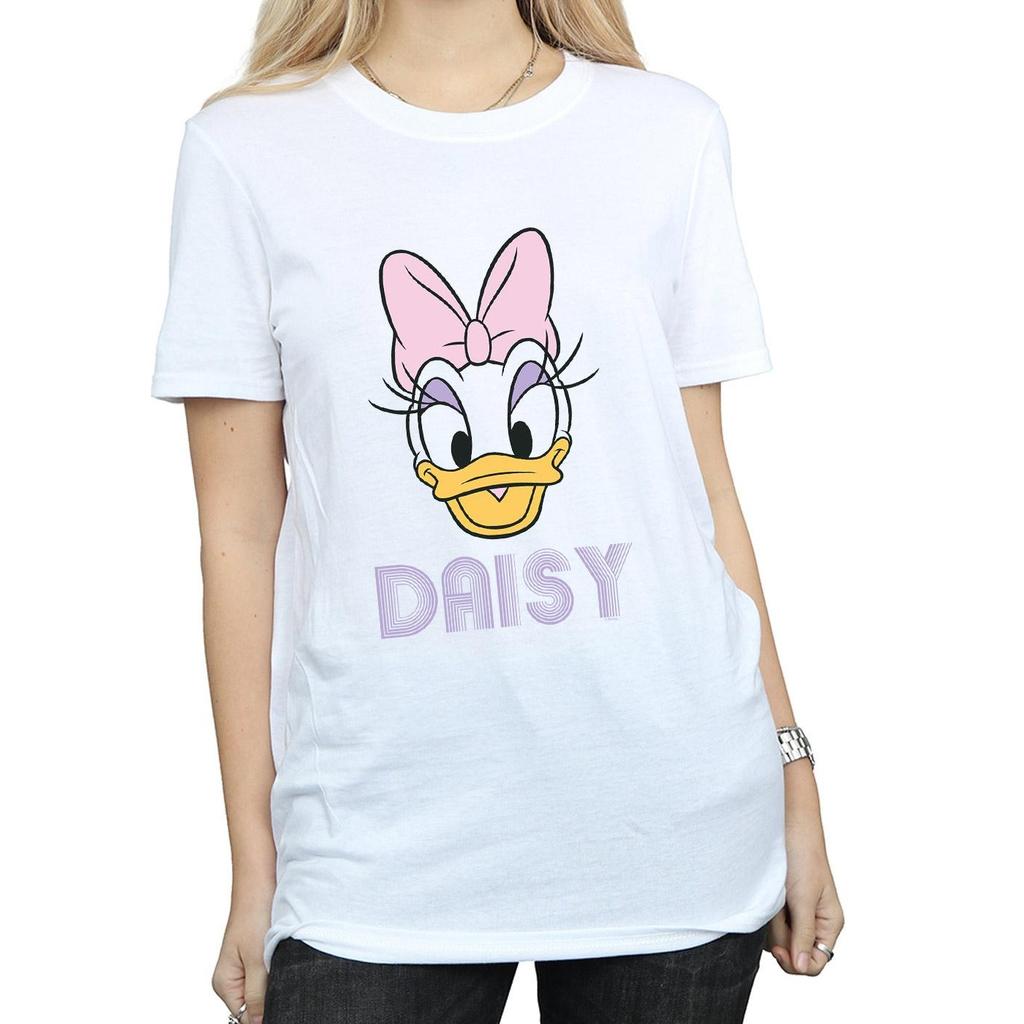 Disney Womens/Ladies Daisy Duck Face Cotton Boyfriend T-Shirt