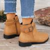 Winter Flats Women Snow Ankle Boots Suede Designer Retro Shoes Classic New Chelsea Boots 2024 Trend Winter Goth Botas De Mujer