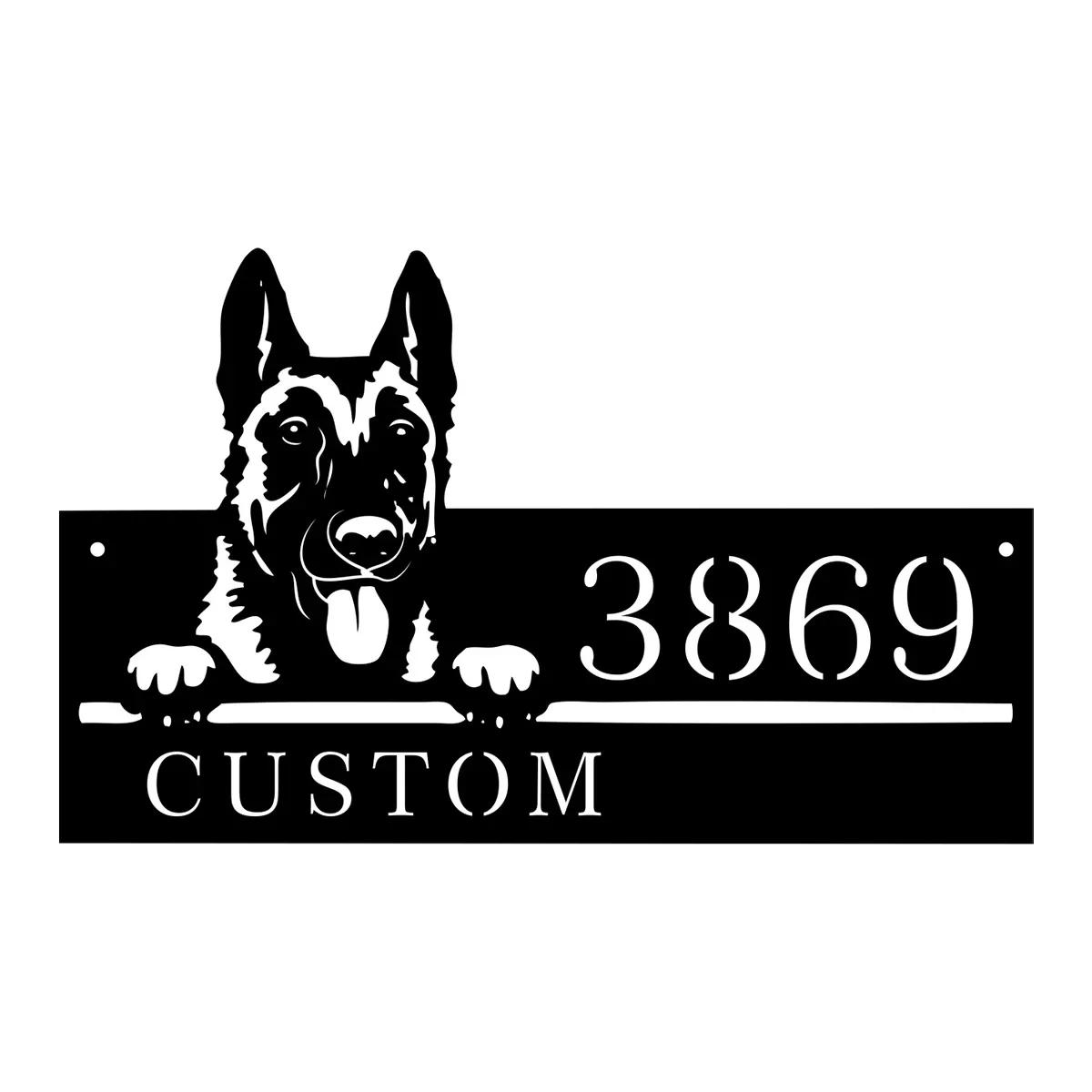 Metal Dog Address Sign, Personalized Australian Shepherd Gift, Pet Lover House Number Plate, Welcome Dog Decor, Custom Yard Sign
