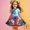 25-26 MINISO Zomer Cartoon Catch Teenieping 3DPrint Jurk Mode Kinderen Korte Mouw Prinsessenjurk Meisjes Feest Kinderkleding