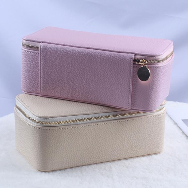 Étui à bijoux de voyage élégant avec 12 pochettes zippées en velours PU Organisateur de boucles d'oreilles colliers porte-accessoires