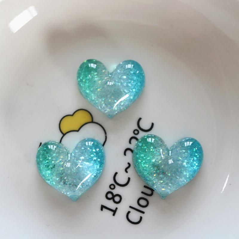 10 Pcs New Lovely Mini Colour Cartoon Bicolor Heart Resin Scrapbook Diy Jewellery Hairpin Accessories Decorate Craft A76