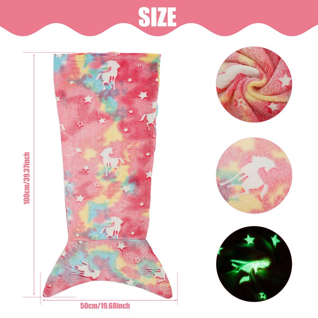 Flannel Mermaid Sleeping Bag Super Soft Luminous Mermaid Blanket Flannel Girls Mermaid Tail Blanket Gifts for Girls 3 To 6 Years