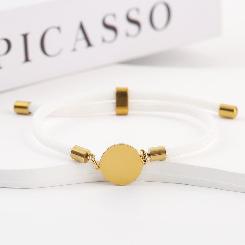 Adjustable 15mm Multi-Color Round Milanese Rope Bracelet with Stainless Steel Cross for Laser UV Printing.