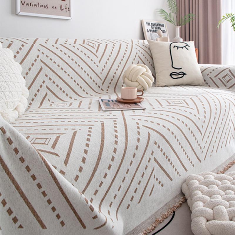 

Чехол для дивана из шенилла, декоративный край с кисточками, пылезащитная подушка для дивана в гостиную с защитой от кошачьих царапин 1, 2, 3, 4 сезона, универсальная 180x130cm