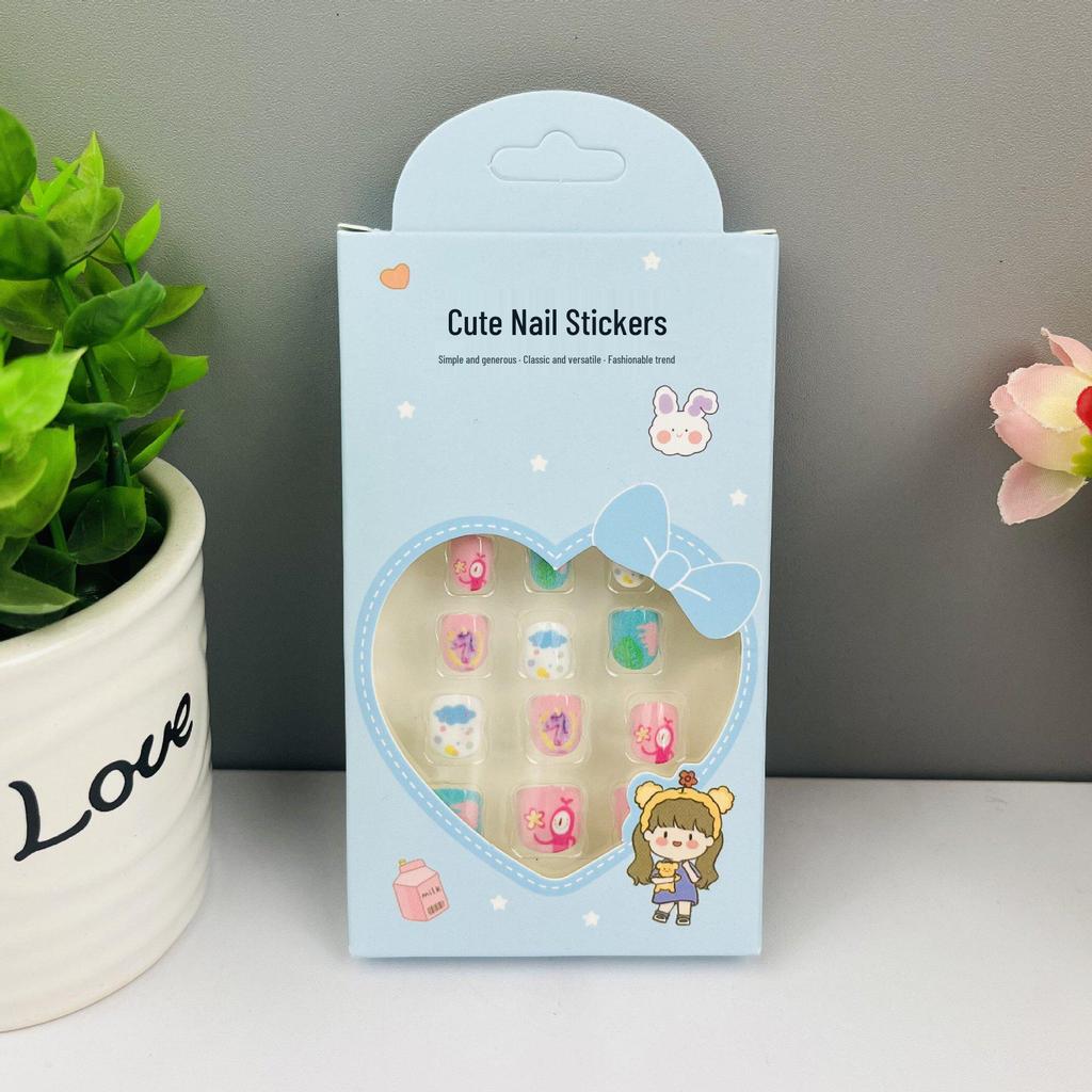 Children's Wearable Custom Nail Stickers - Cute European & American Jelly Glue Fingernail Tips